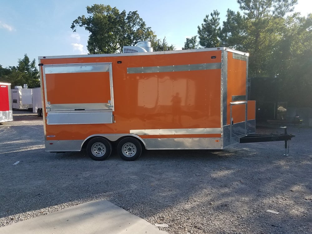 8.5' x 16' Orange Shaved Ice Vending Concession Food Trailer