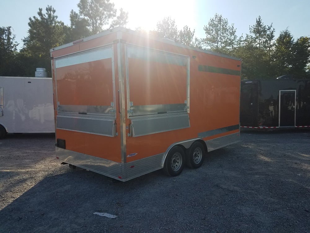 8.5' x 16' Orange Shaved Ice Vending Concession Food Trailer