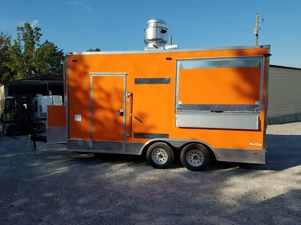 8.5' x 16' Orange Shaved Ice Vending Concession Food Trailer