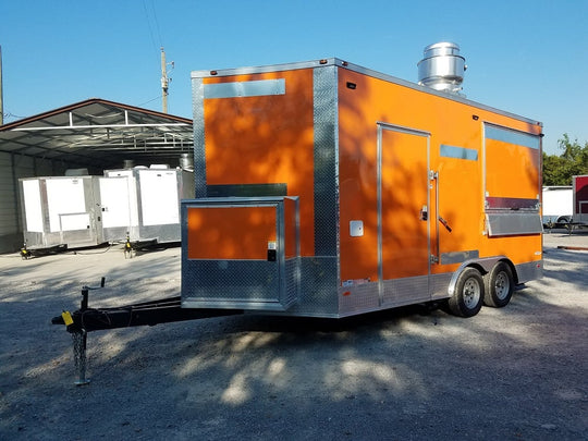 8.5' x 16' Orange Shaved Ice Vending Concession Food Trailer