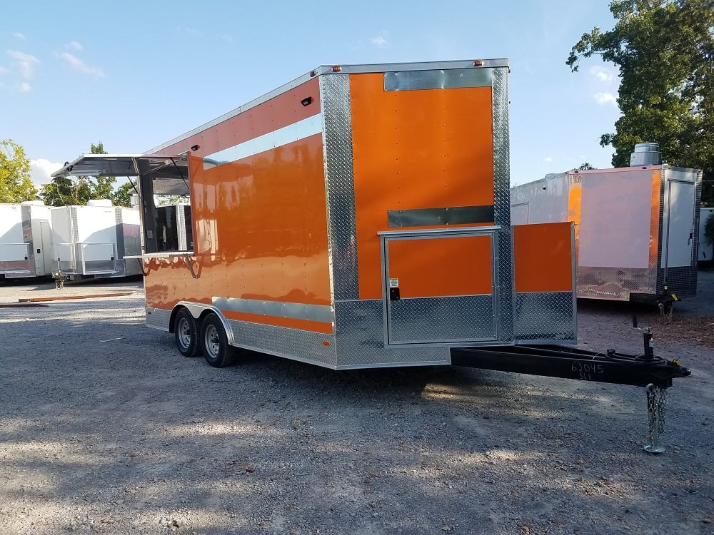 8.5' x 16' Orange Shaved Ice Vending Concession Food Trailer