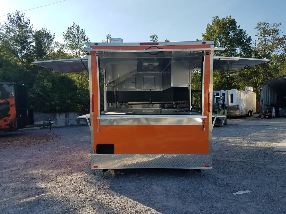 8.5' x 16' Orange Shaved Ice Vending Concession Food Trailer