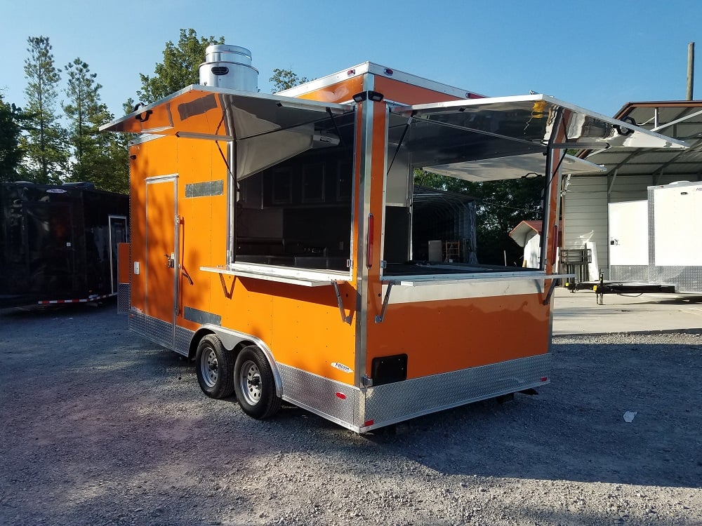 8.5' x 16' Orange Shaved Ice Vending Concession Food Trailer