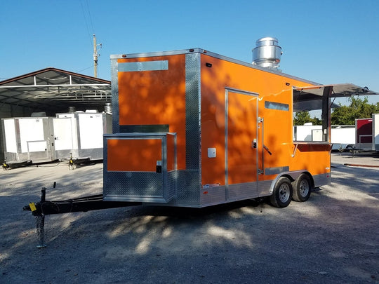 8.5' x 16' Orange Shaved Ice Vending Concession Food Trailer