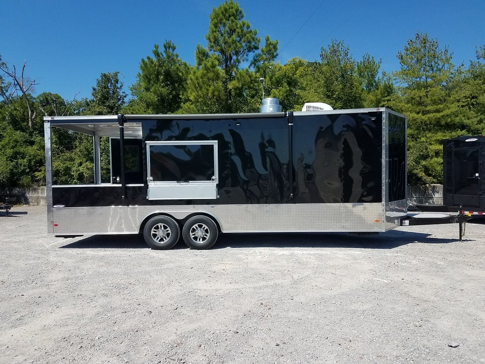 8.5' x 24' Porch Style Black Concession Food Trailer