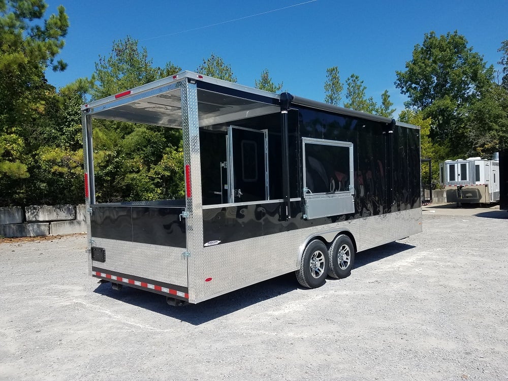 8.5' x 24' Porch Style Black Concession Food Trailer