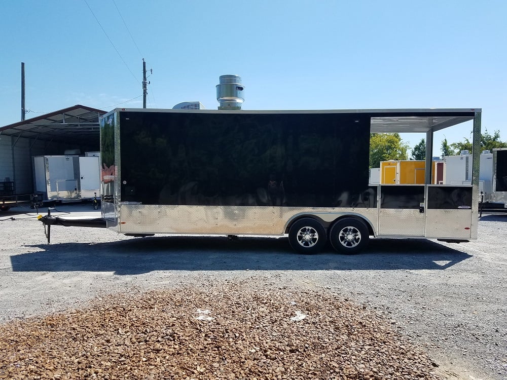 8.5' x 24' Porch Style Black Concession Food Trailer