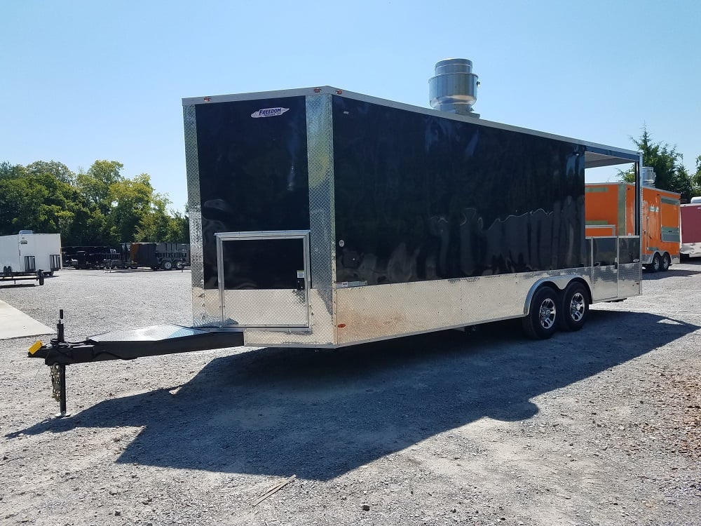 8.5' x 24' Porch Style Black Concession Food Trailer