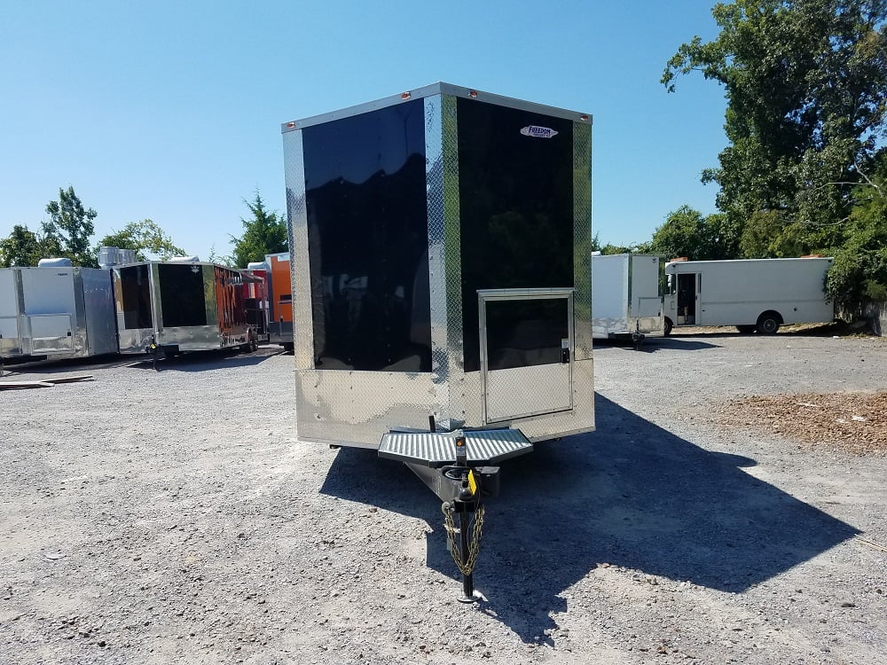 8.5' x 24' Porch Style Black Concession Food Trailer