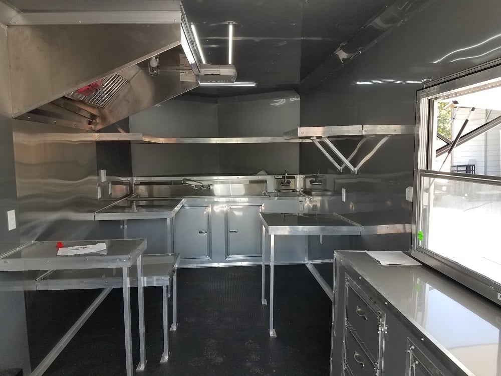 8.5' x 24' Porch Style Black Concession Food Trailer