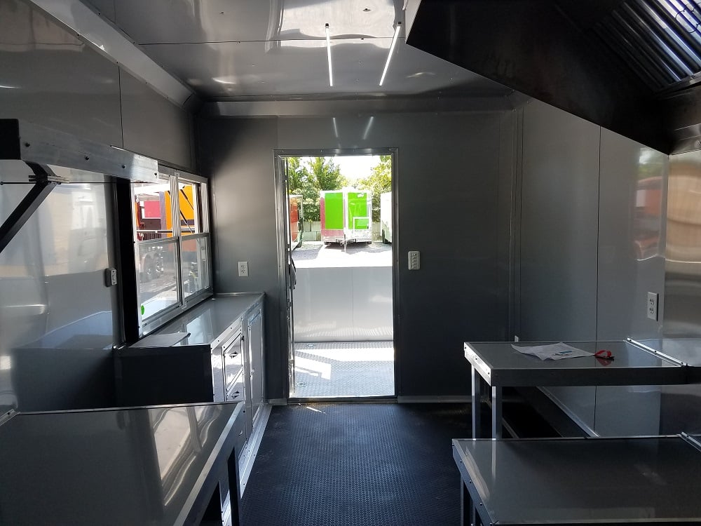 8.5' x 24' Porch Style Black Concession Food Trailer