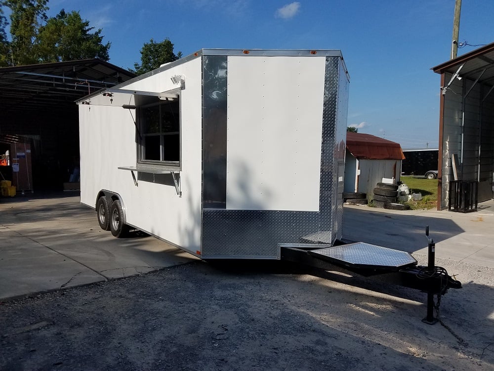 White 8.5x20 Custom Concession Food Trailer