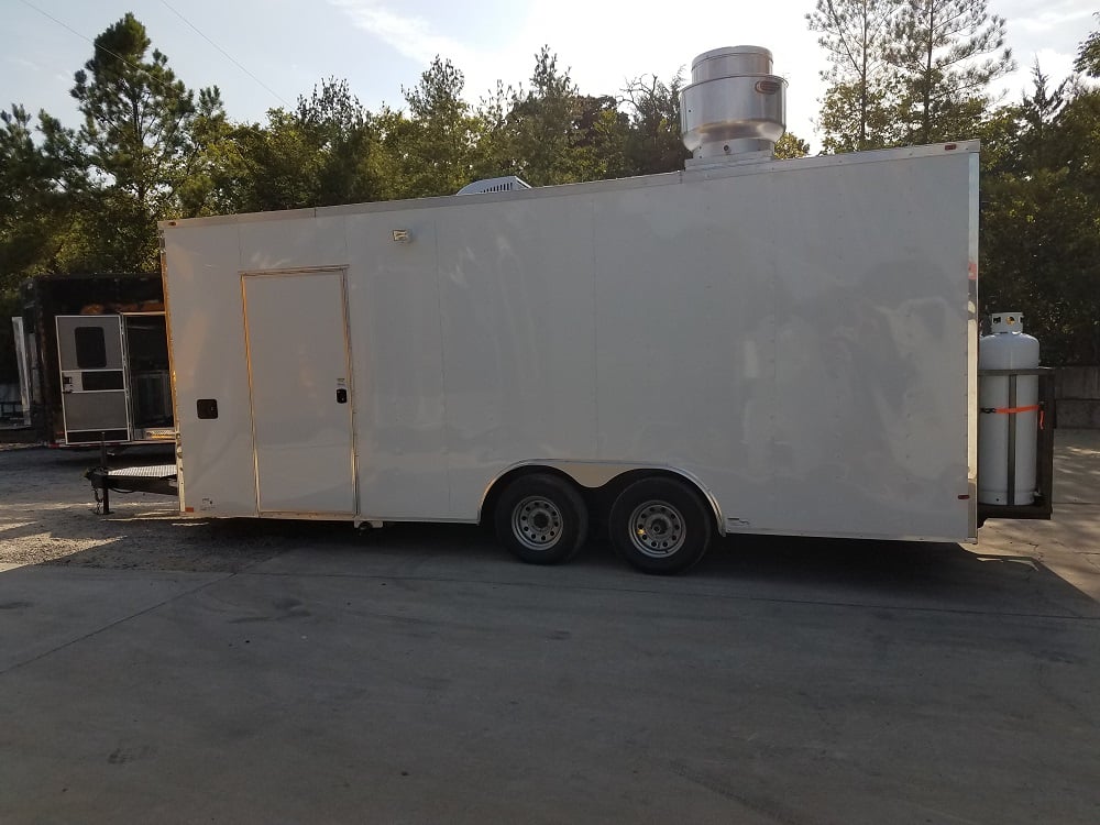 8.5' x 20' White Custom Concession Food Trailer With Appliances