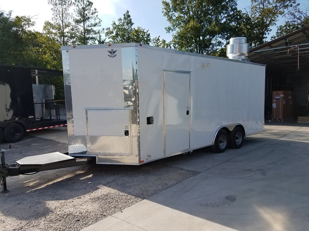 White 8.5x20 Custom Concession Food Trailer