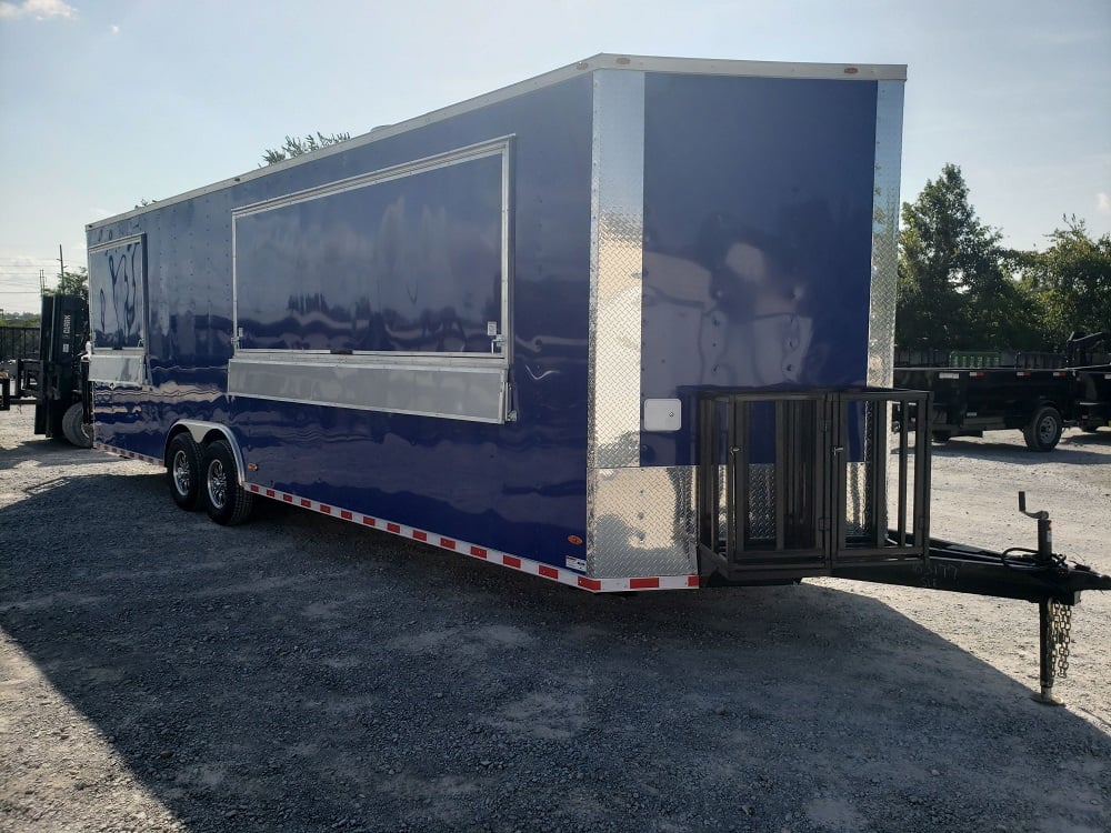 8.5' x 28' Cobalt Blue Catering Food Trailer