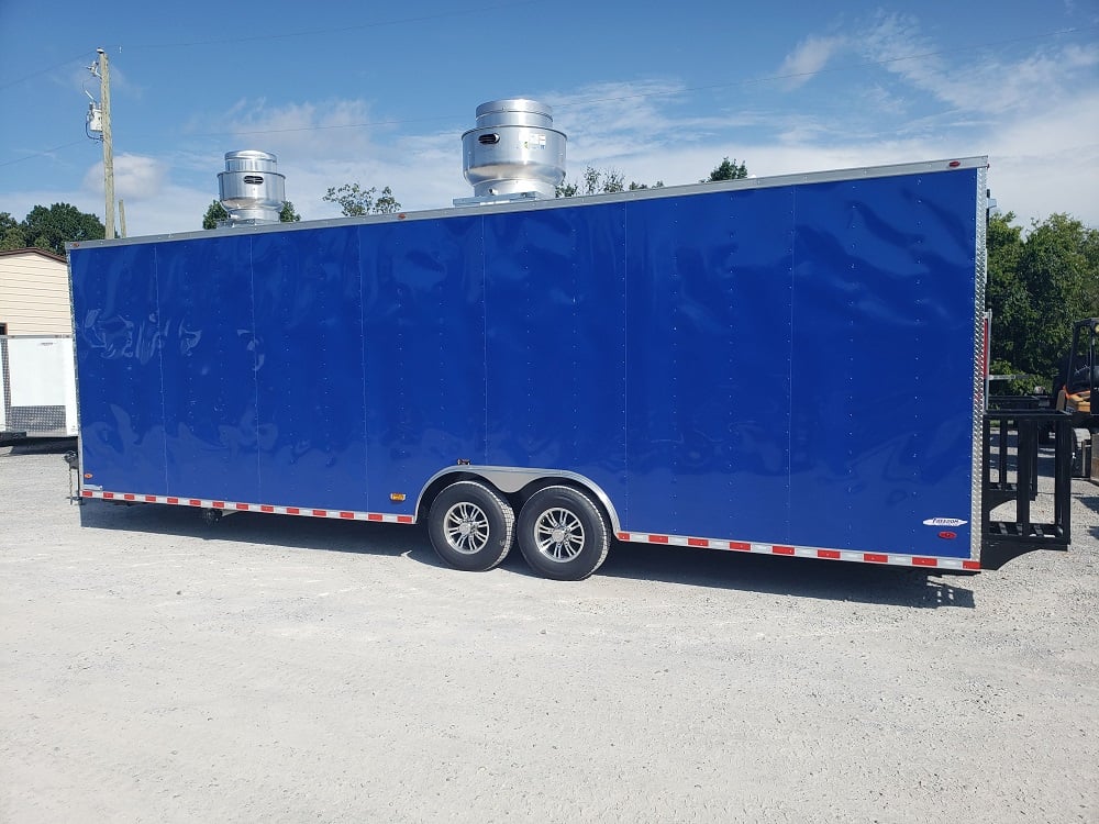 8.5' x 28' Cobalt Blue Catering Food Trailer