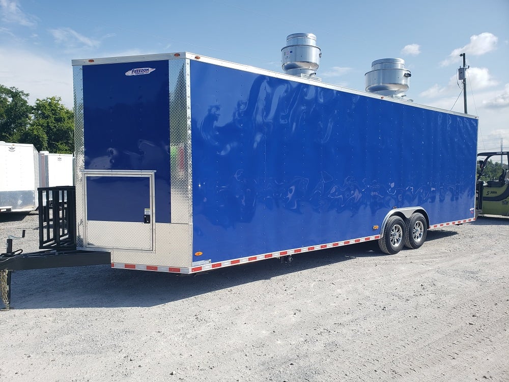 8.5' x 28' Cobalt Blue Catering Food Trailer