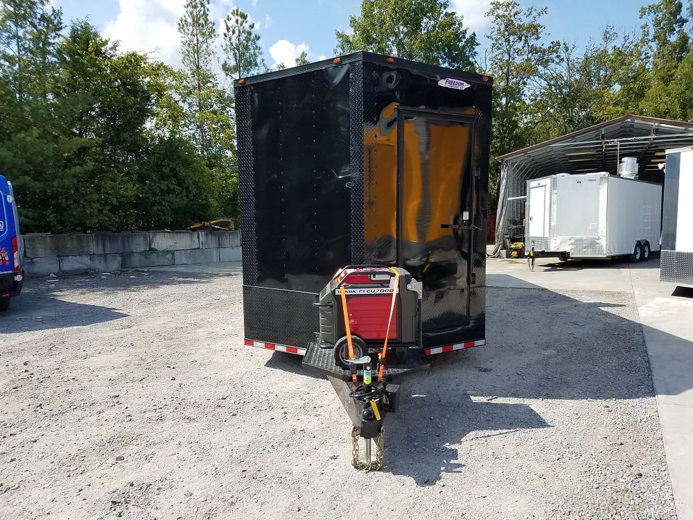 8.5' x 30' Black on Black Porch Style Concession Food Trailer With Appliances