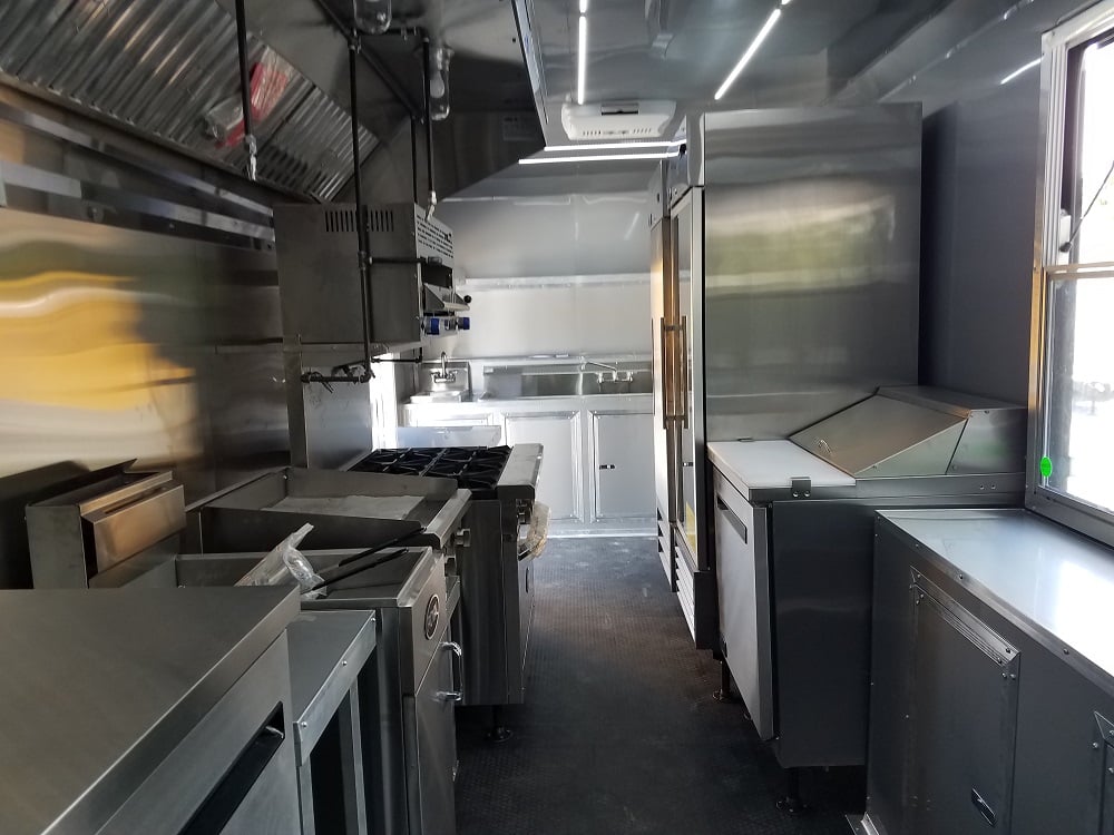 8.5' x 30' Black on Black Porch Style Concession Food Trailer With Appliances