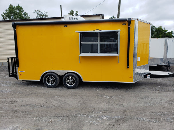 8.5 x 16 Penske Yellow Concession Food Trailer