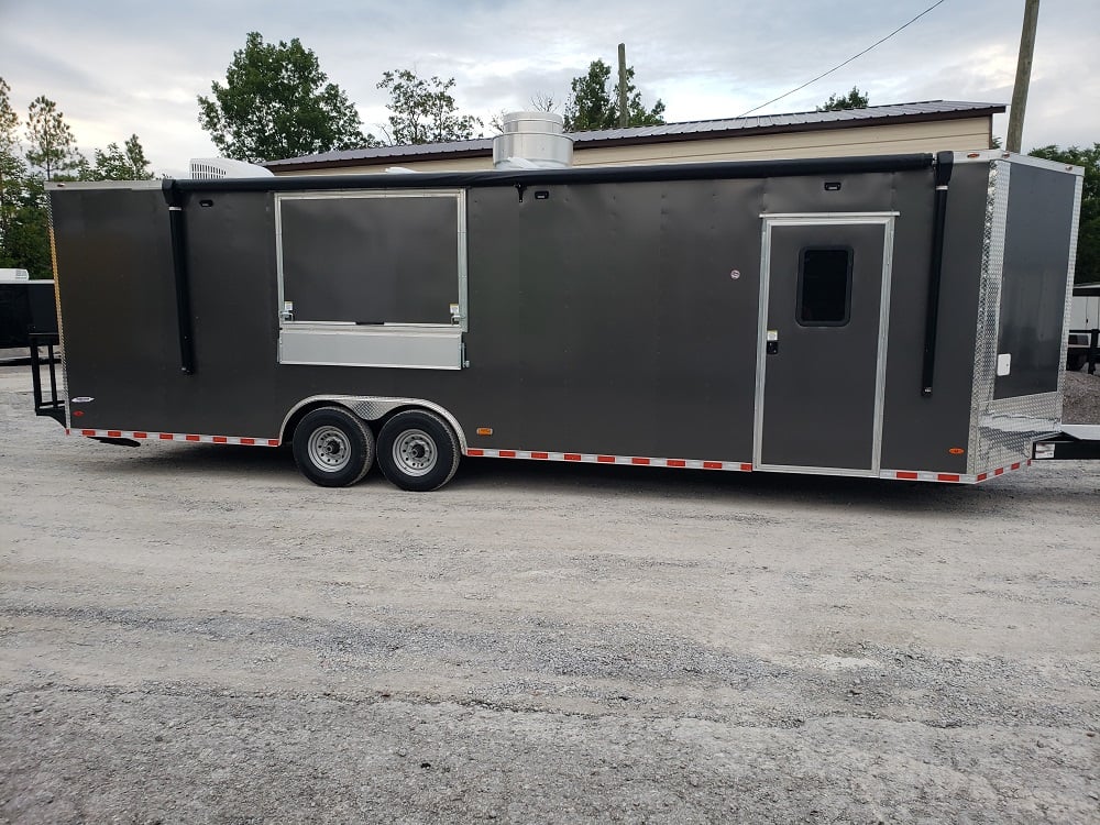 8.5' x 28' Charcoal Grey Concession Food Trailer