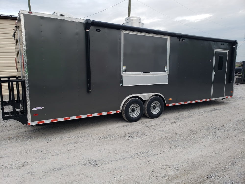 8.5' x 28' Charcoal Grey Concession Food Trailer