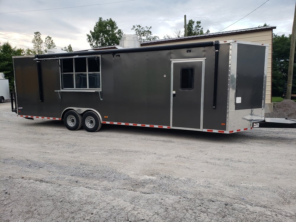 8.5' x 28' Charcoal Grey Concession Food Trailer