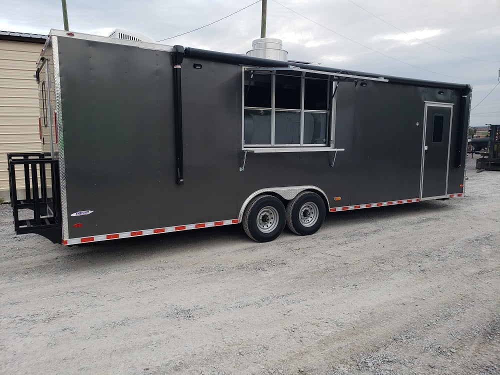 8.5' x 28' Charcoal Grey Concession Food Trailer