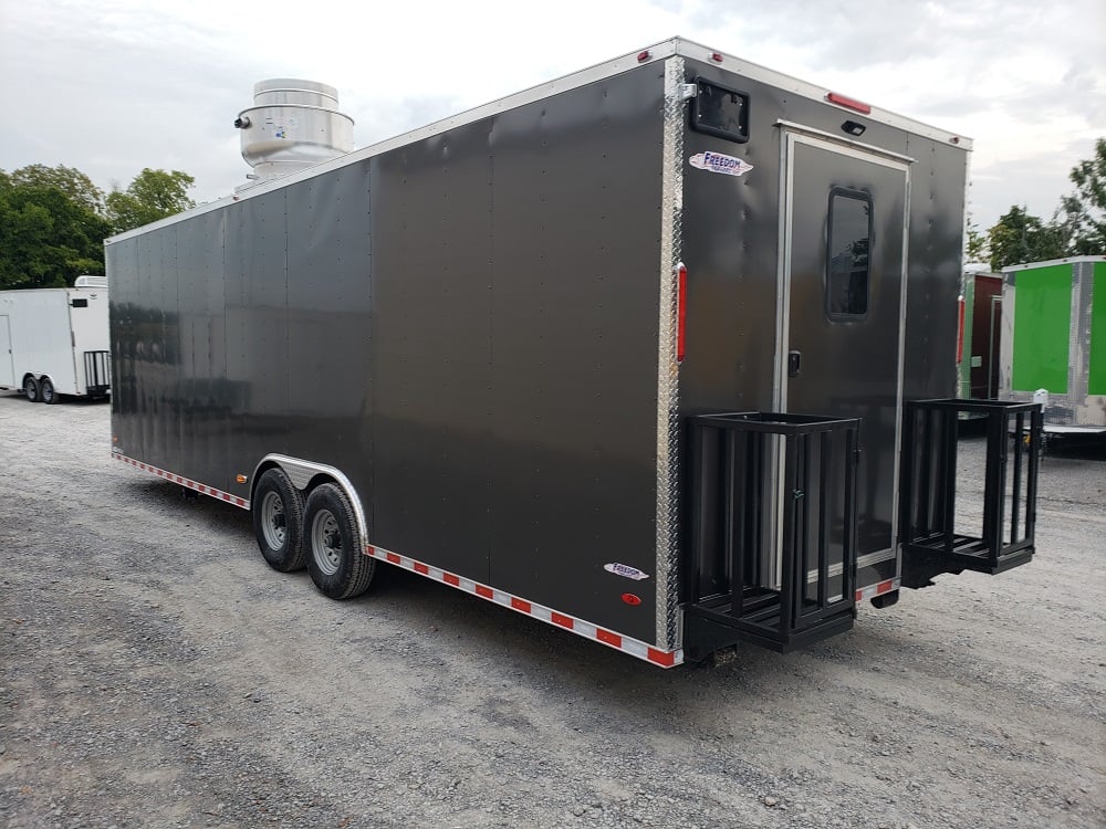 8.5' x 28' Charcoal Grey Concession Food Trailer