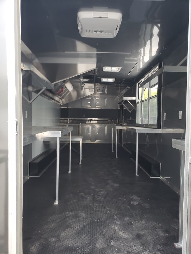 8.5' x 28' Charcoal Grey Concession Food Trailer