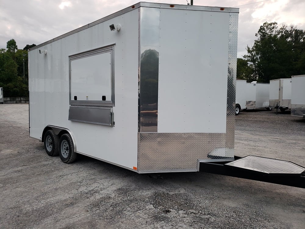 8.5' x 16' White Concession Food Trailer With Appliances