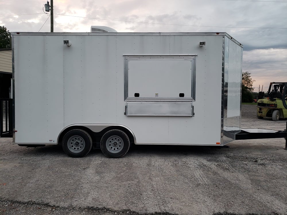 8.5' x 16' White Concession Food Trailer With Appliances