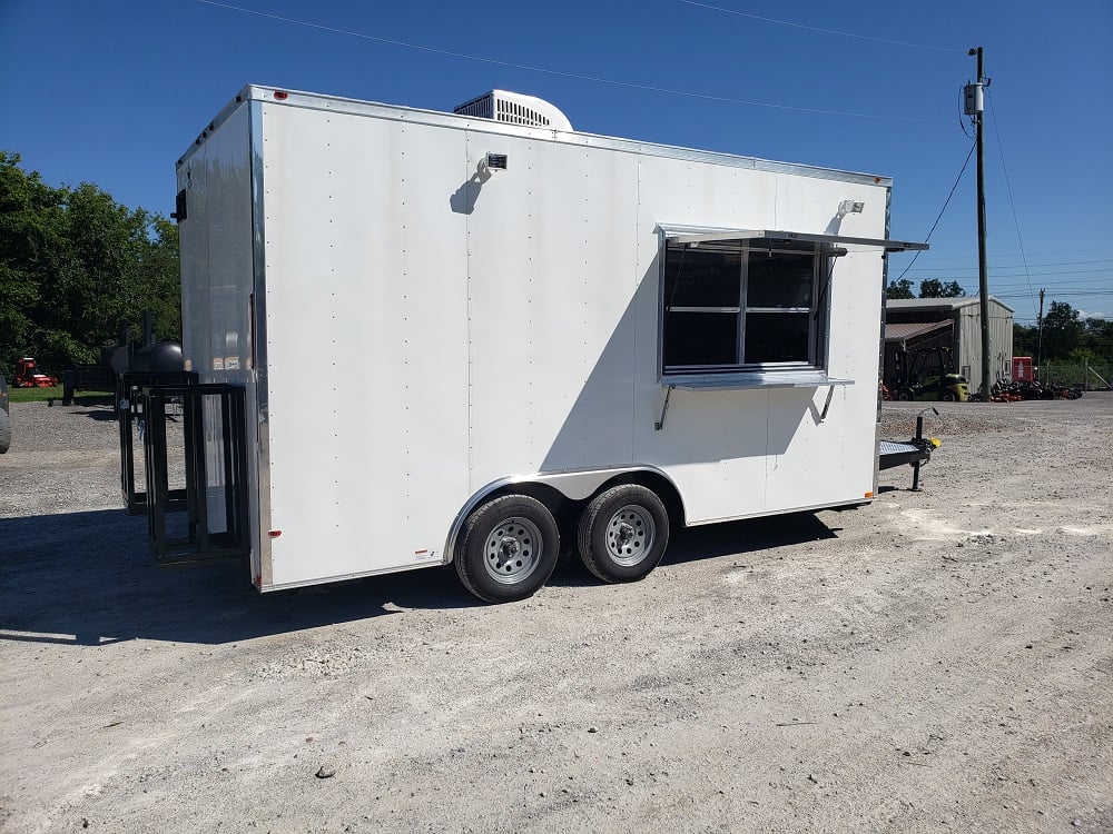 8.5' x 16' White Concession Food Trailer With Appliances