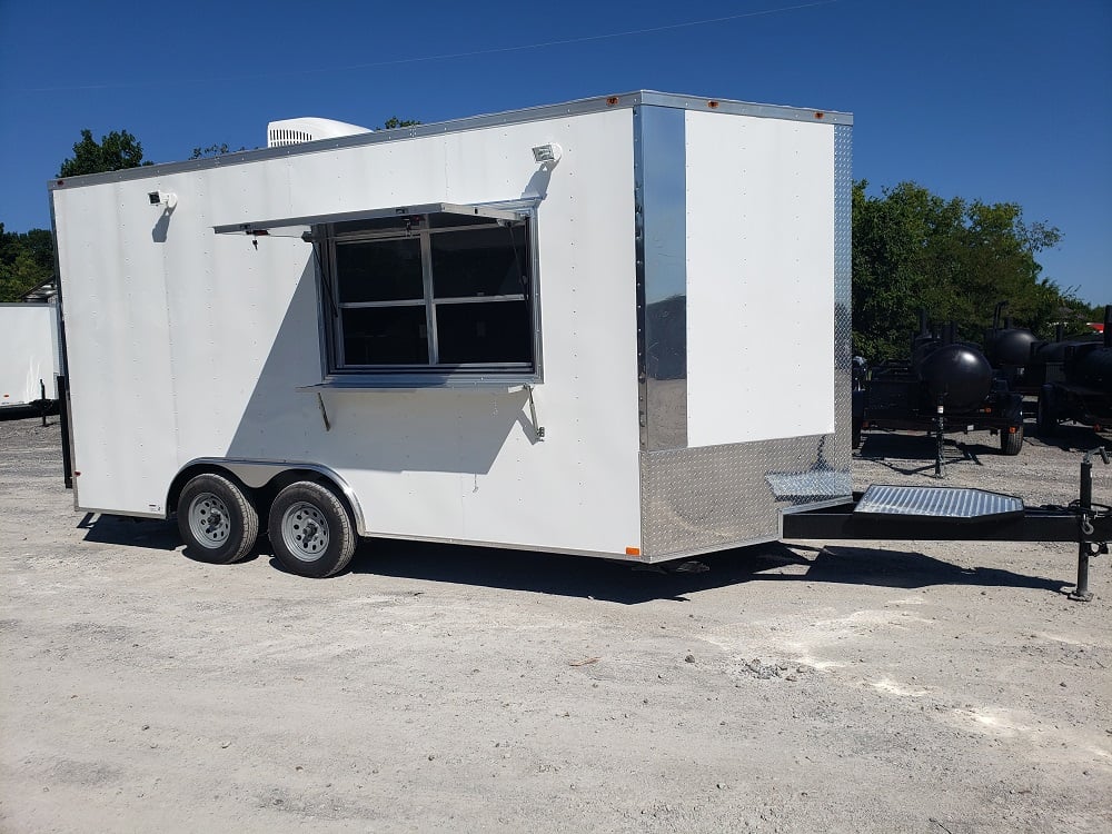 8.5' x 16' White Concession Food Trailer With Appliances