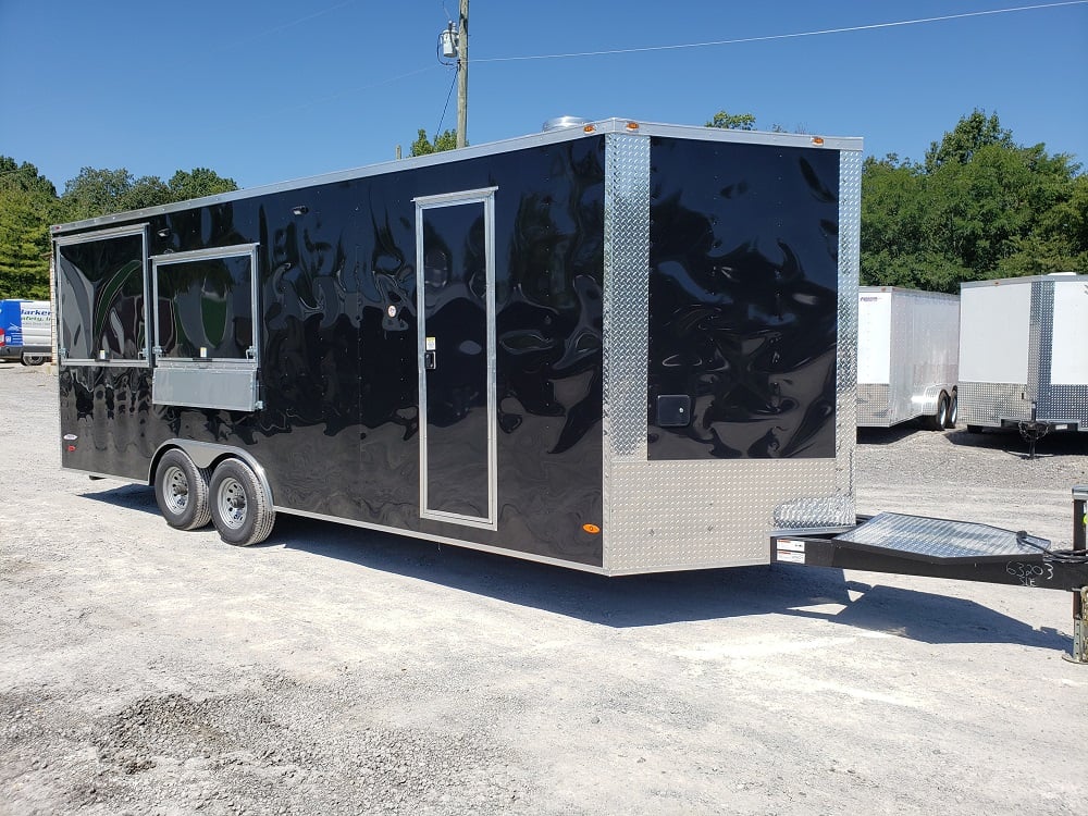 8.5' x 22' Black Porch Style Concession Food Trailer