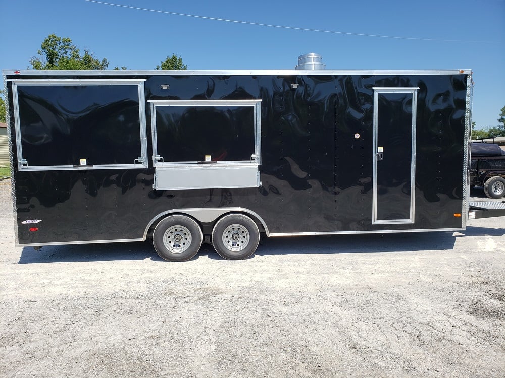 8.5' x 22' Black Porch Style Concession Food Trailer