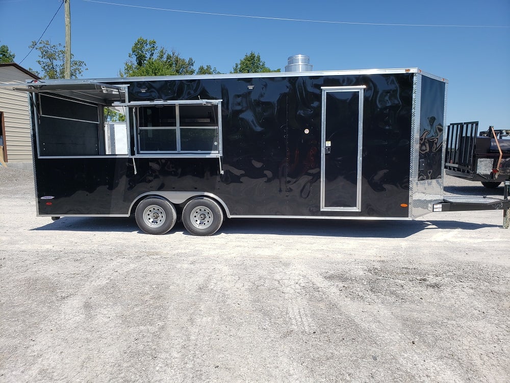 8.5' x 22' Black Porch Style Concession Food Trailer