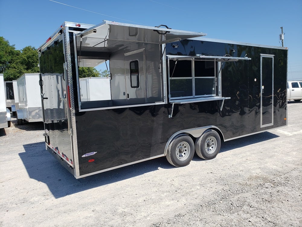 8.5' x 22' Black Porch Style Concession Food Trailer