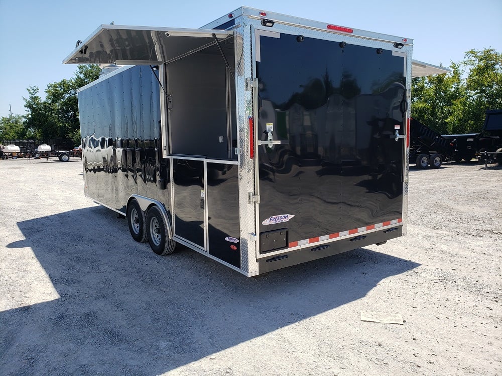 8.5' x 22' Black Porch Style Concession Food Trailer