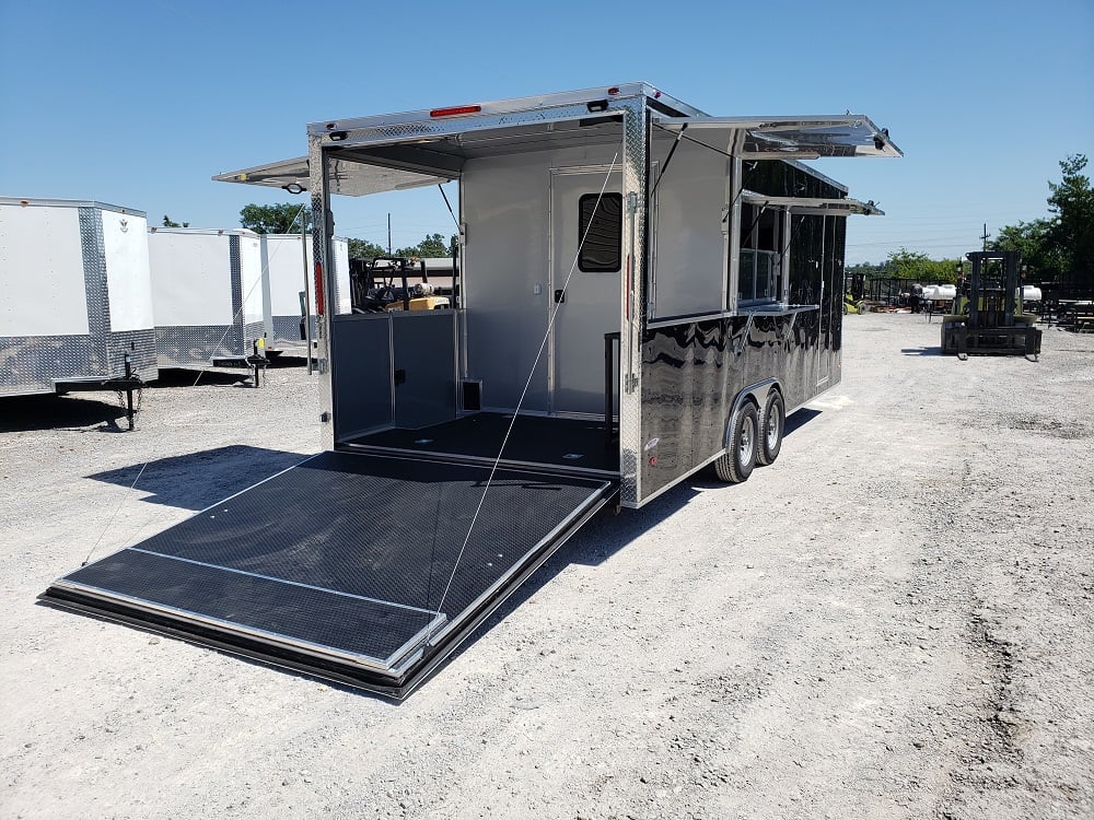 8.5' x 22' Black Porch Style Concession Food Trailer