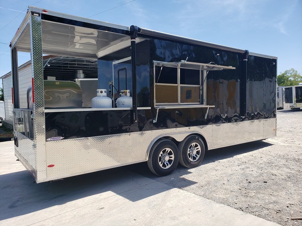 8.5' x 24' Porch Style Black Concession Food Trailer With Appliances