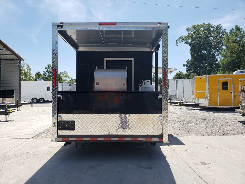 8.5' x 24' Porch Style Black Concession Food Trailer With Appliances