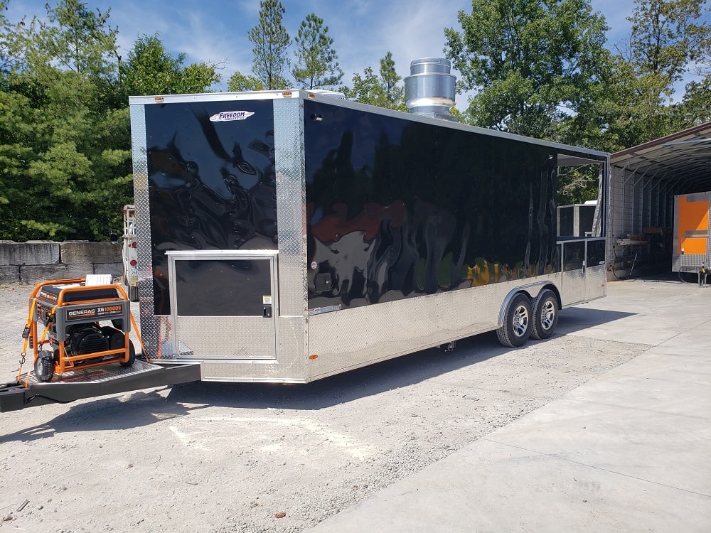 8.5' x 24' Porch Style Black Concession Food Trailer With Appliances