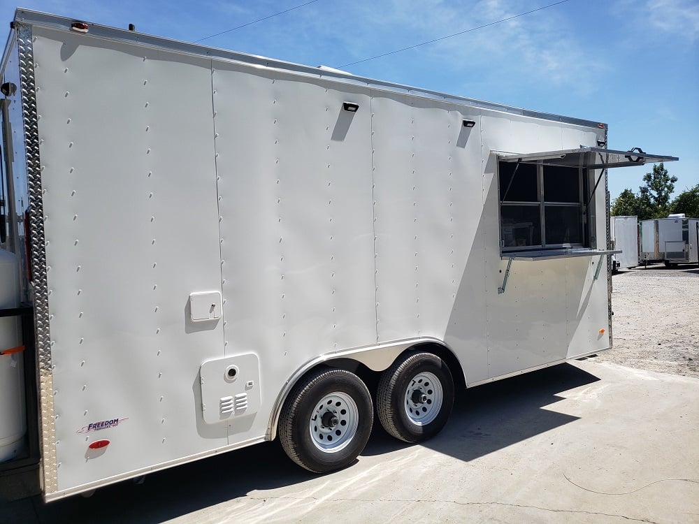 8.5' x 18' White Concession Food Trailer with Restroom