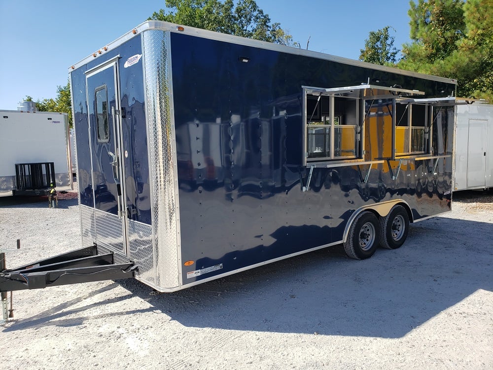 8.5 x 20 Blue Concession Food Trailer