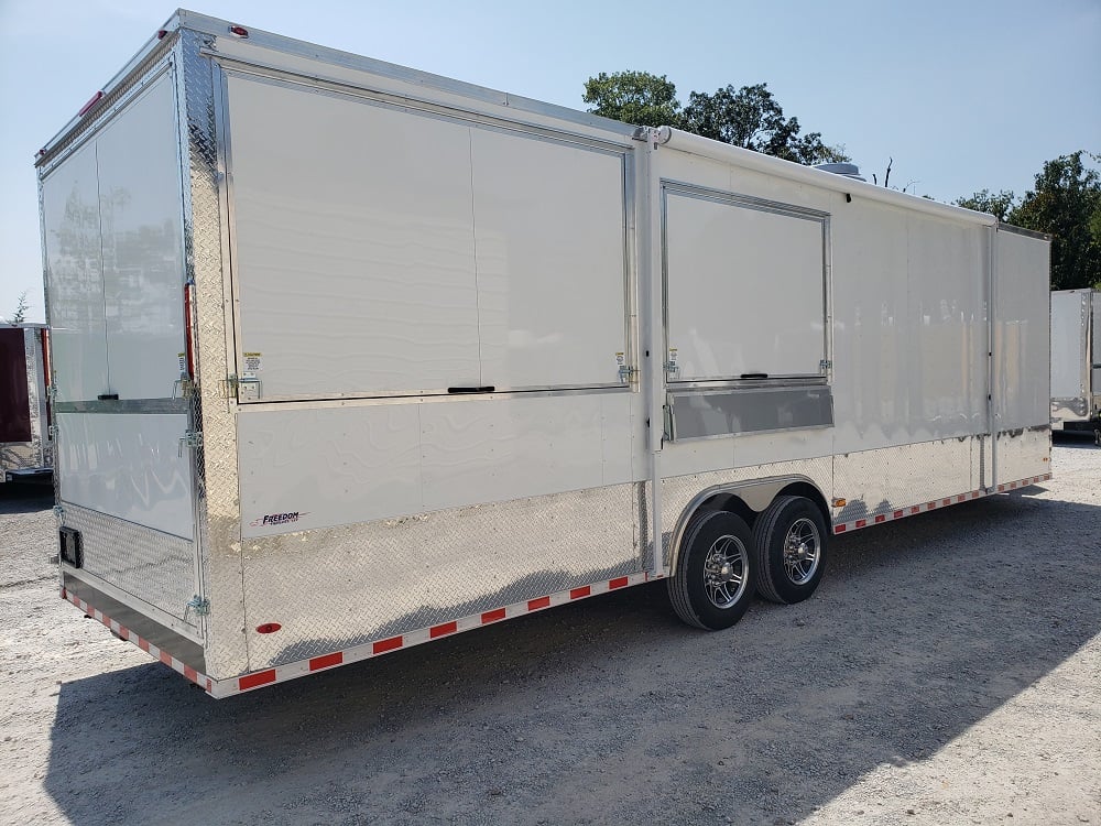 8.5 x 30 White Porch Style Concession Food Trailer