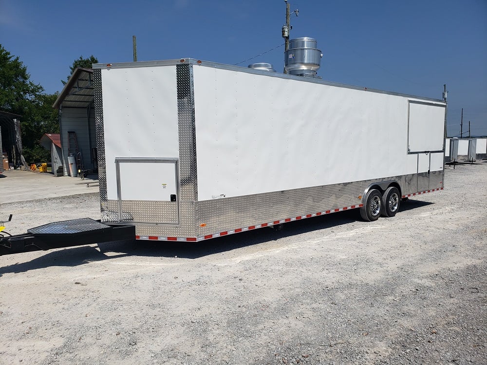 8.5 x 30 White Porch Style Concession Food Trailer