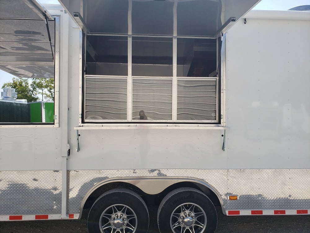 8.5 x 30 White Porch Style Concession Food Trailer