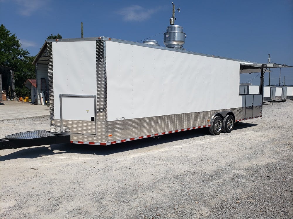 8.5 x 30 White Porch Style Concession Food Trailer