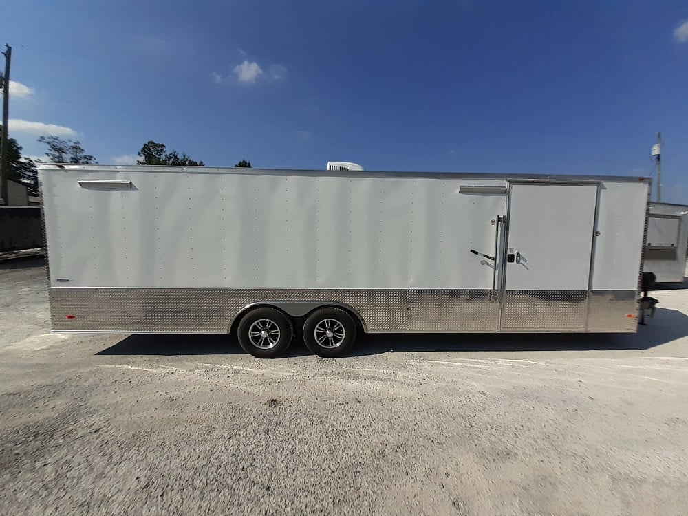 White Custom Enclosed Trailer 8.5' X 26' Car Hauler